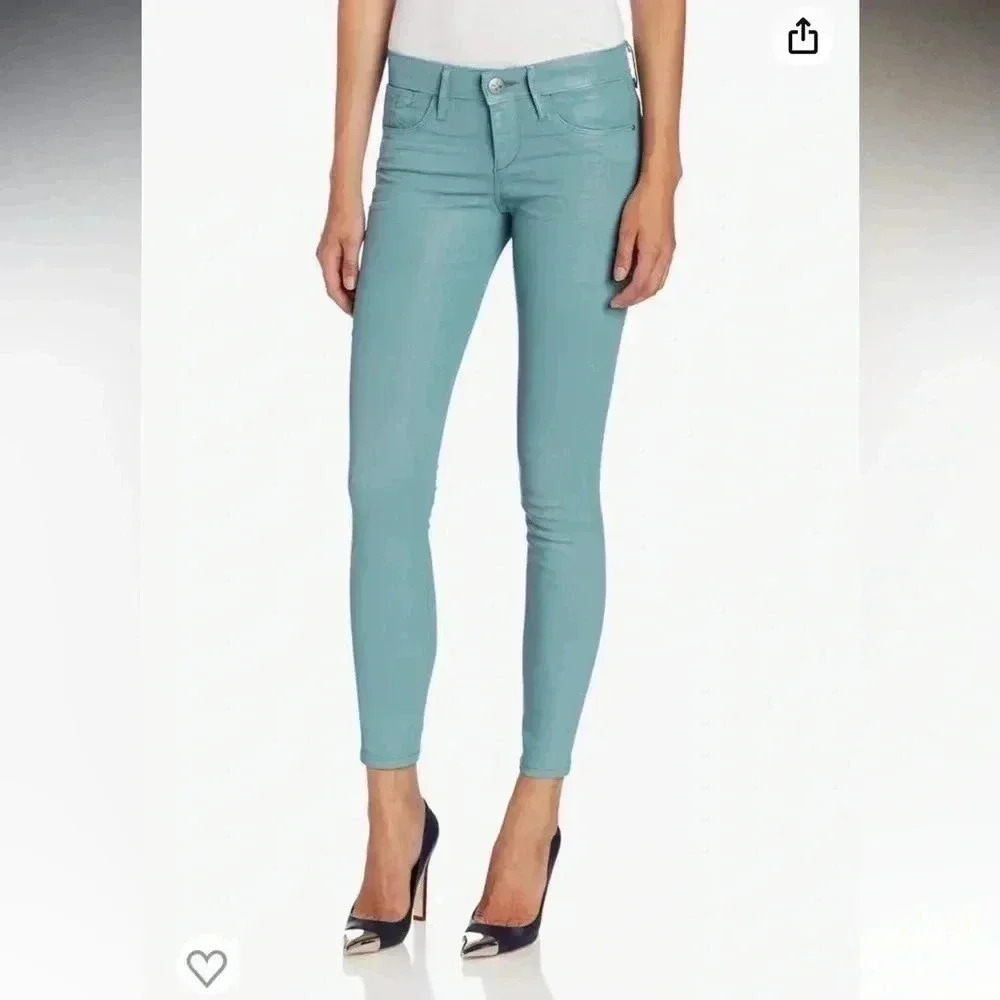 NWT Habitual Angelina Cigarette Wax Coated Skinny Jean Mojito Mid Rise Sz 25